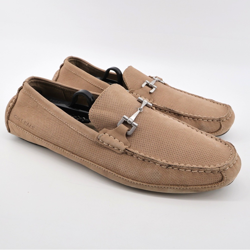 Cole Haan Men's Wyatt Leather Bit Driver Perforated Loafer Mocs Tan Mens 10